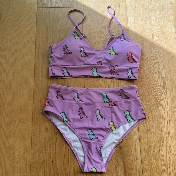 NEW ROMWE Cartoon Dino Print High Waist Bikini - S & M - Picture 13 of 13